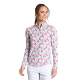 Flamingo Dot Print Sun Protection Quarter Zip Pull Over